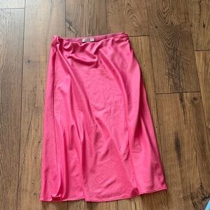 Satin Midi Slip Skirt in Bright Pink express x rocky barnes